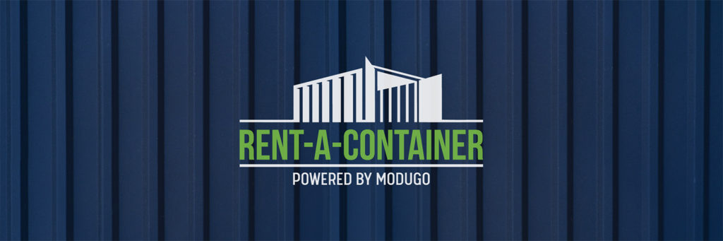 Side of a shipping container featuring the new Rent-A-Container logo
