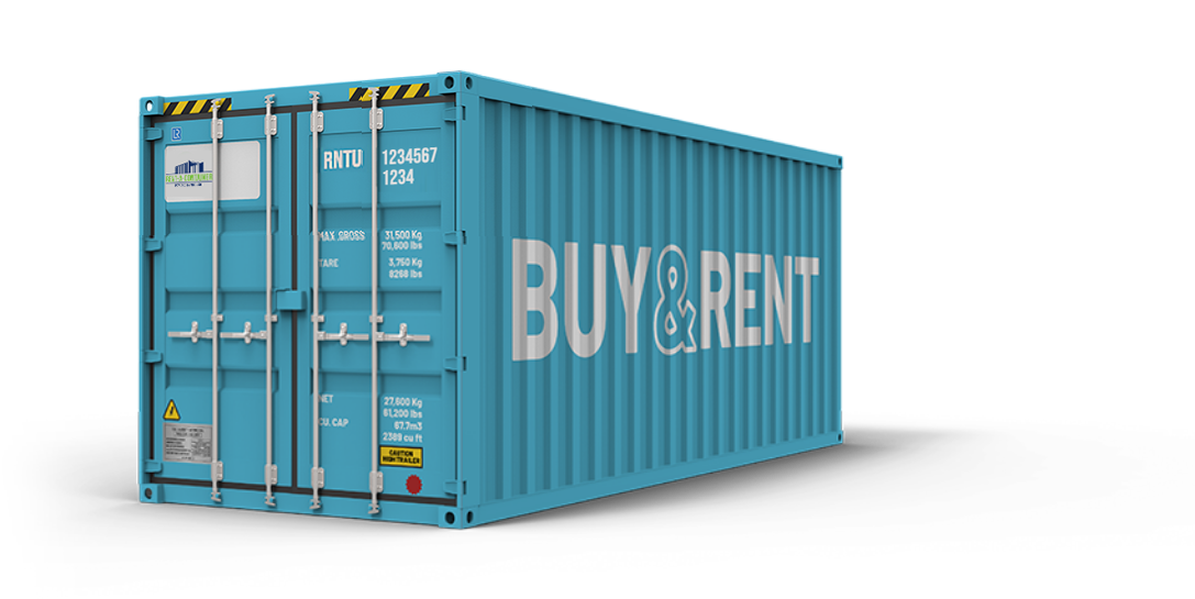 shipping container featuring the Rent-A-Container logo.