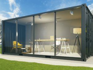 A small shipping container home office