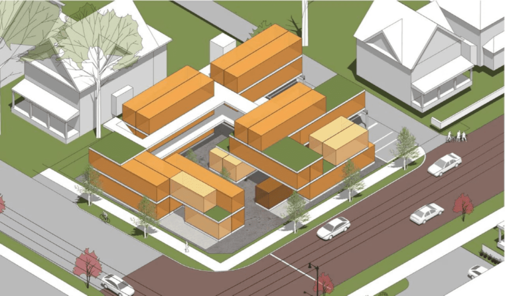 A model showing a shipping container development