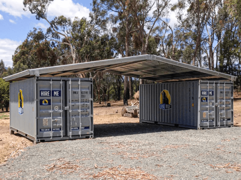 A shipping container shed