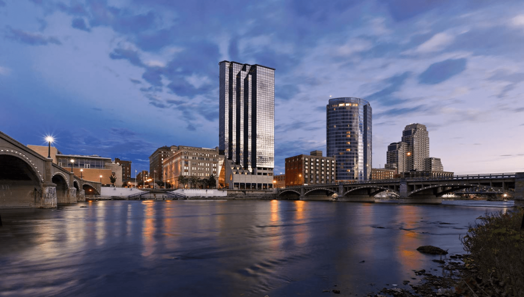 Grand Rapids skyline at night