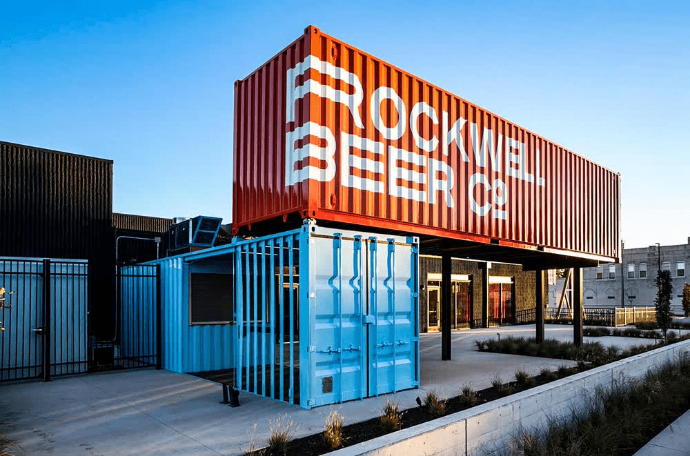 Shipping containers used for a brewery/bar