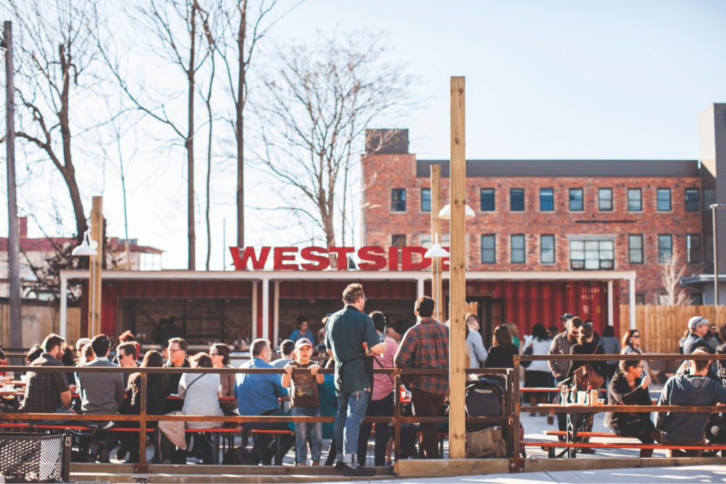 An outdoor bar area in Grand Rapids