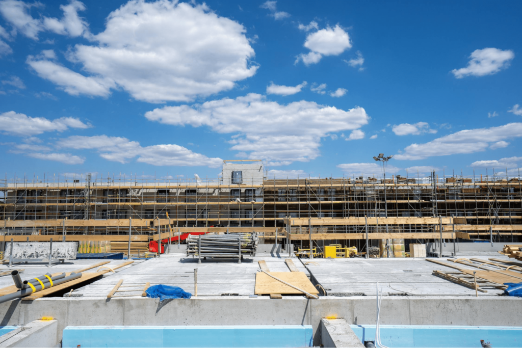 A construction job site in Worcester, MA