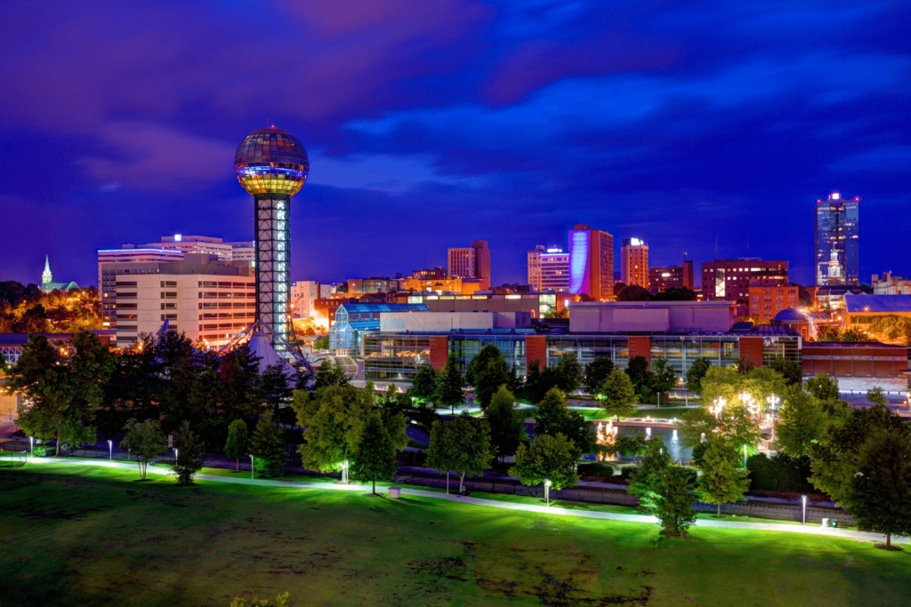 Knoxville TN skyline at night