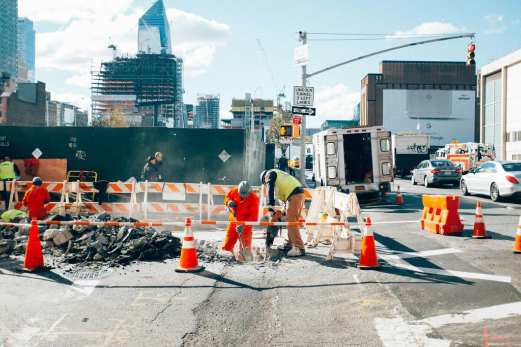 Men workinug at a construction site