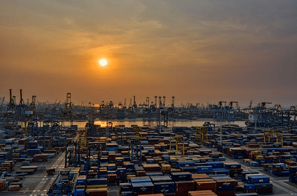 A yard full of shipping containers at the The Port of New York