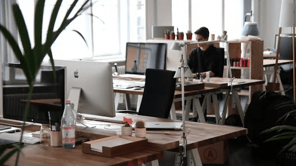 desks inside of an office space