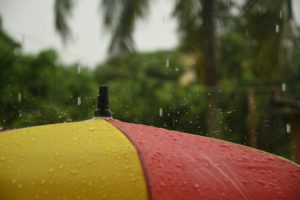 rain falling on umbrella